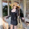 Korean Style 2026 Women's Flattering Slim Long Sleeve Swimsuit with Skirt and Sun Protection