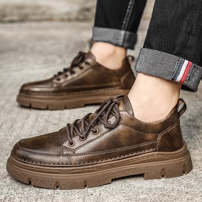 New Autumn and Winter Men's Leather Shoes Thick-soled Cowhide and Versatile Breathable Casual Men's Leather Shoes