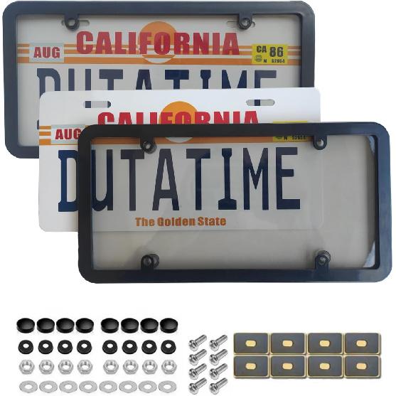 License Plate Protector, Pair Of Unbreakable Clear License Plate Covers, Plastic Car Front/Rear License Plate Covers Compatible With American
