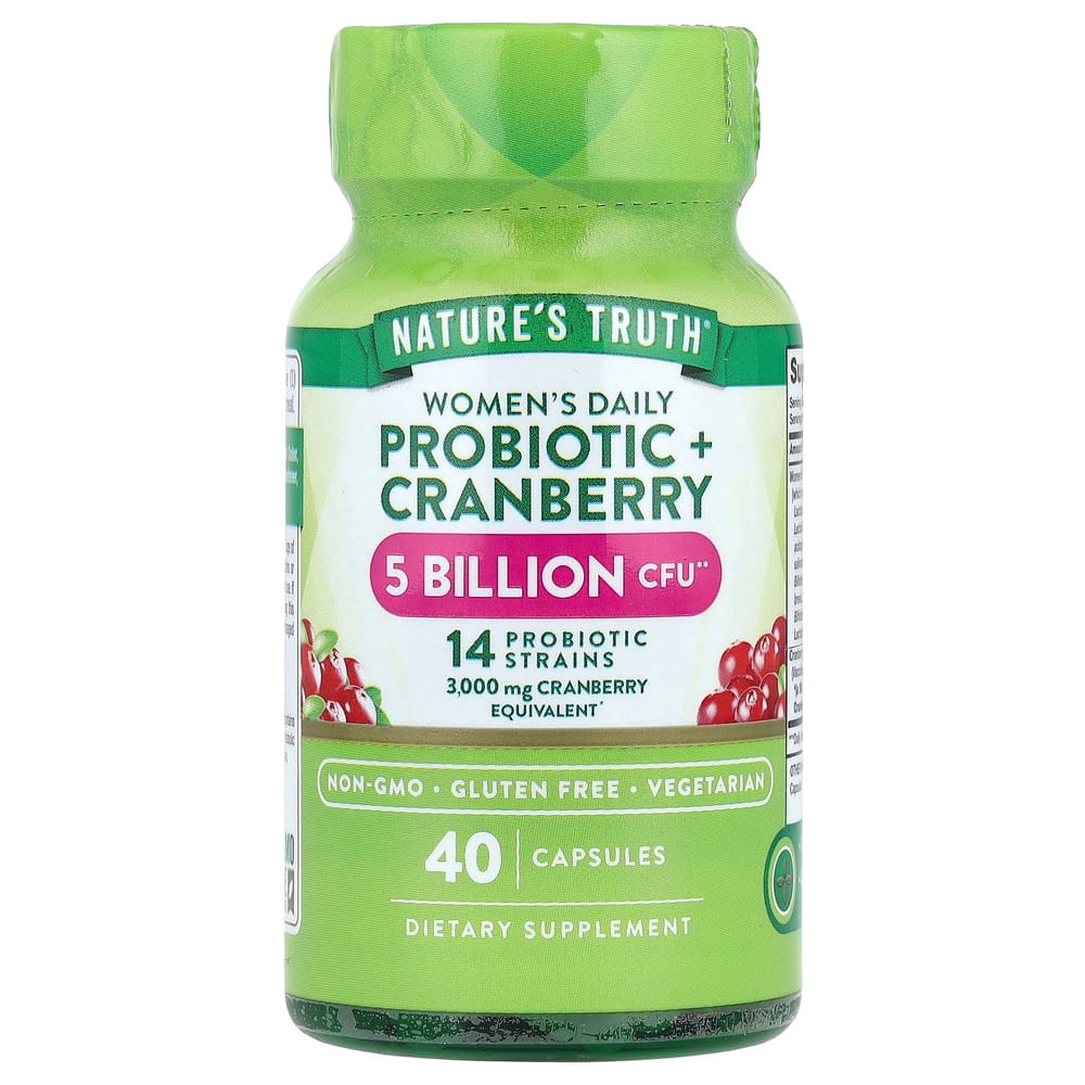 Natures Truth Women's Probiotic + Cranberry Veggie Capsules, 40 Count