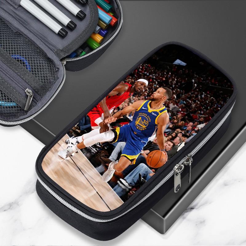 Cartoon NBA Basketball Star Stephen Curry Inspired Pencil Case Kids Boys Girls Large Capacity School Organizer