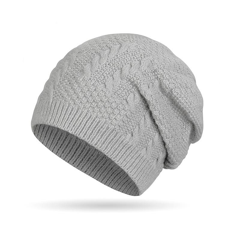 

Осень-зима женская и мужская вязаная шапка-пуловер для улицы светло-серый