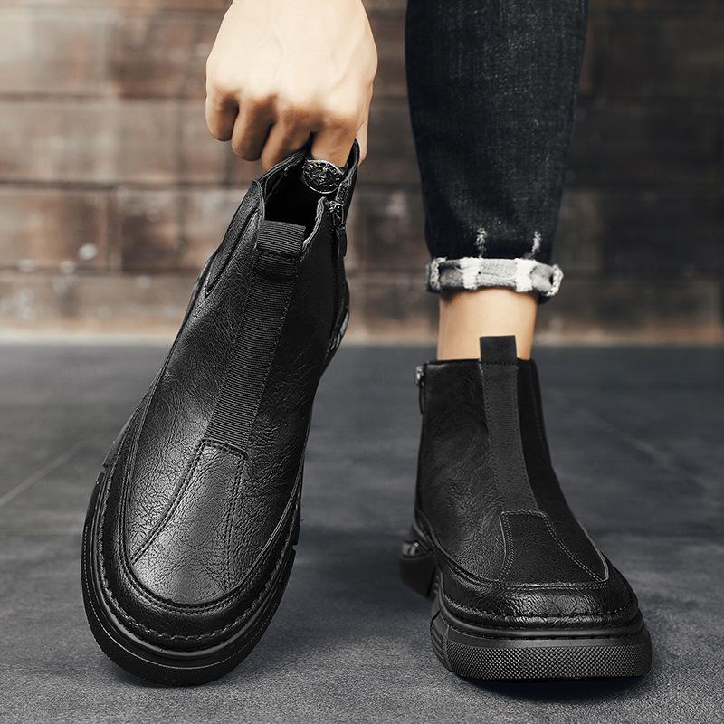 Fashion High Quality Ankle Boots Motorcycle Winter Shoes for Men High Top Anti-slip Wear-resistant Water Proof Boots Male Casual Sneaker