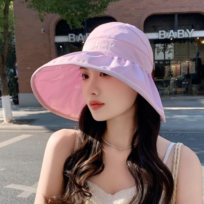 Hat women's summer sunscreen empty top sun hat new double-sided with large edge bucket hat adjustable casual versatile tide