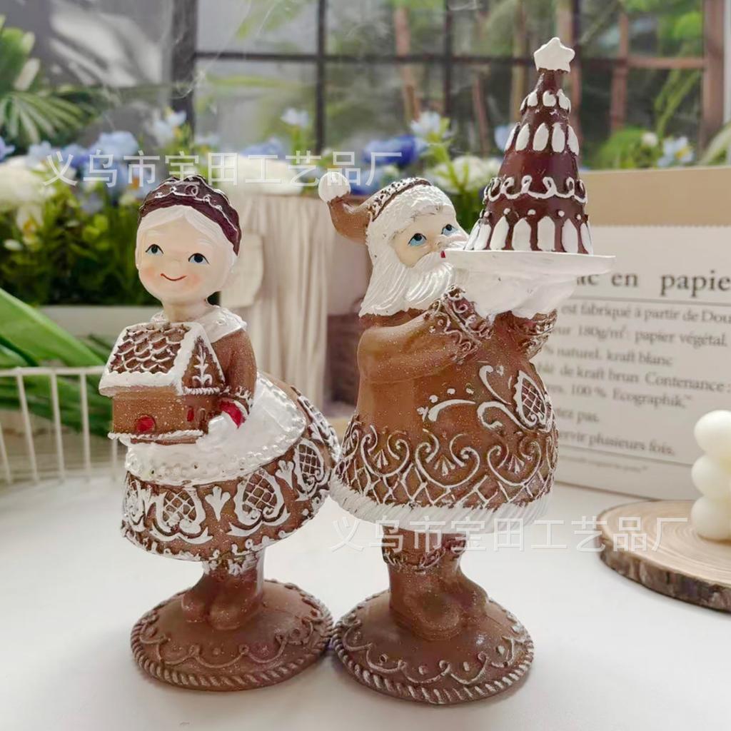 New Outdoor Christmas Couple Santa Claus Statue Ornament Gifts Resin Crafts Ornament