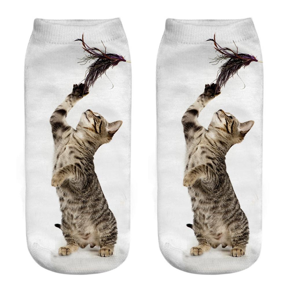 New  3D Print Funny Cute Cartoon Kitten Unisex Short Socks Creative Colorful Multiple Cat Happy Low Ankle Socks For Women