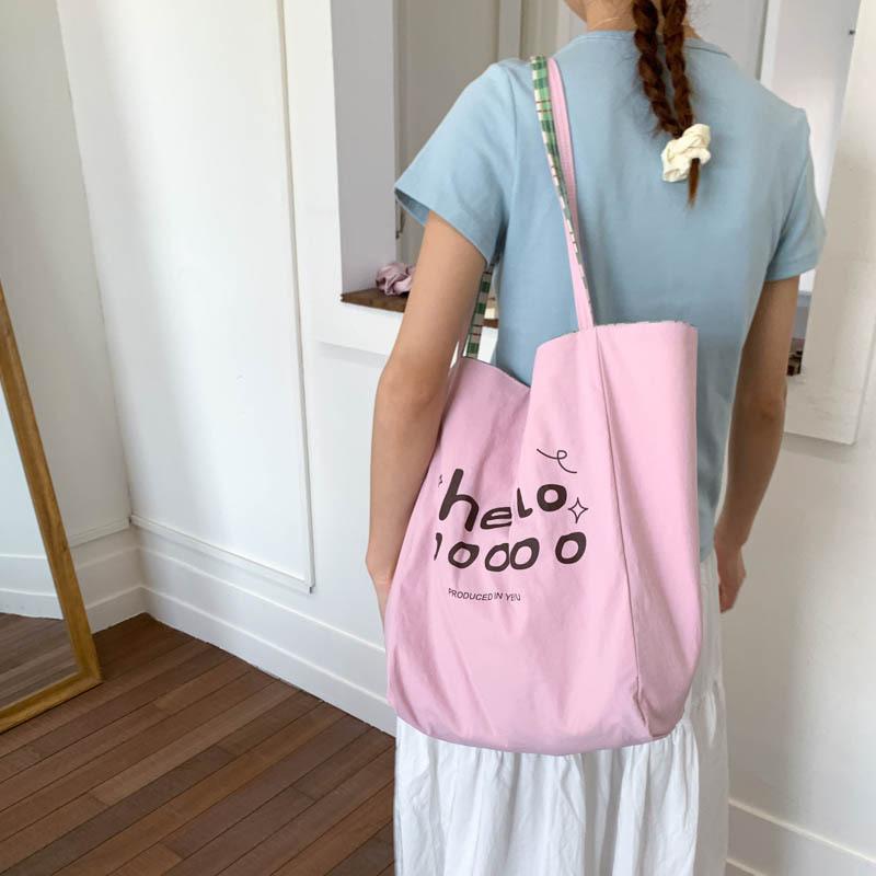 Summer fresh wind student versatile schoolbag new retro plaid large capacity double-sided tote bag women