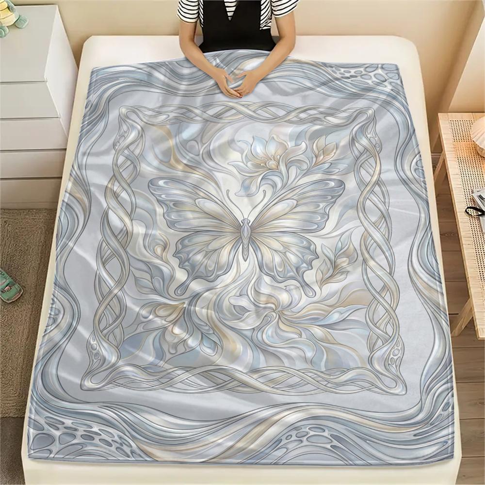 Modern Butterfly Print Flannel Blanket, High quality Comfortable for All Seasons, Home Decor, Warmth and Comfort, Perfect for Christmas Gifts78