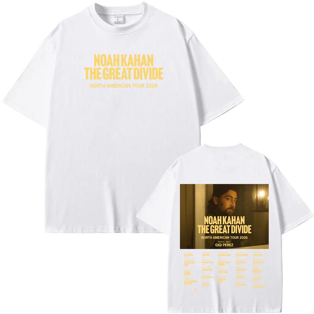 

The Great Divide Tour 2026 T-Shirt Noah Kahan tour Graphic Printing High Quality Tee Women/men 100%cotton Gothic O-neck Tshirt summer clothes M білий