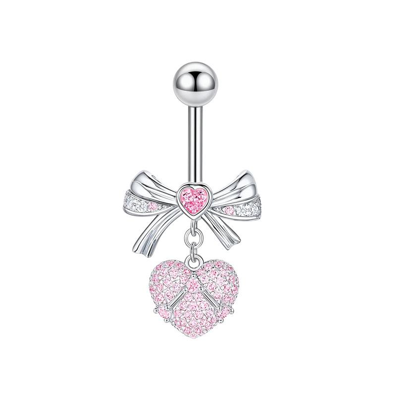 Belly Button Piercing Heart Ring Stainless Steel Copper Anti-Allergy Navel Jewelry for Summer Beach Swimming Accessories