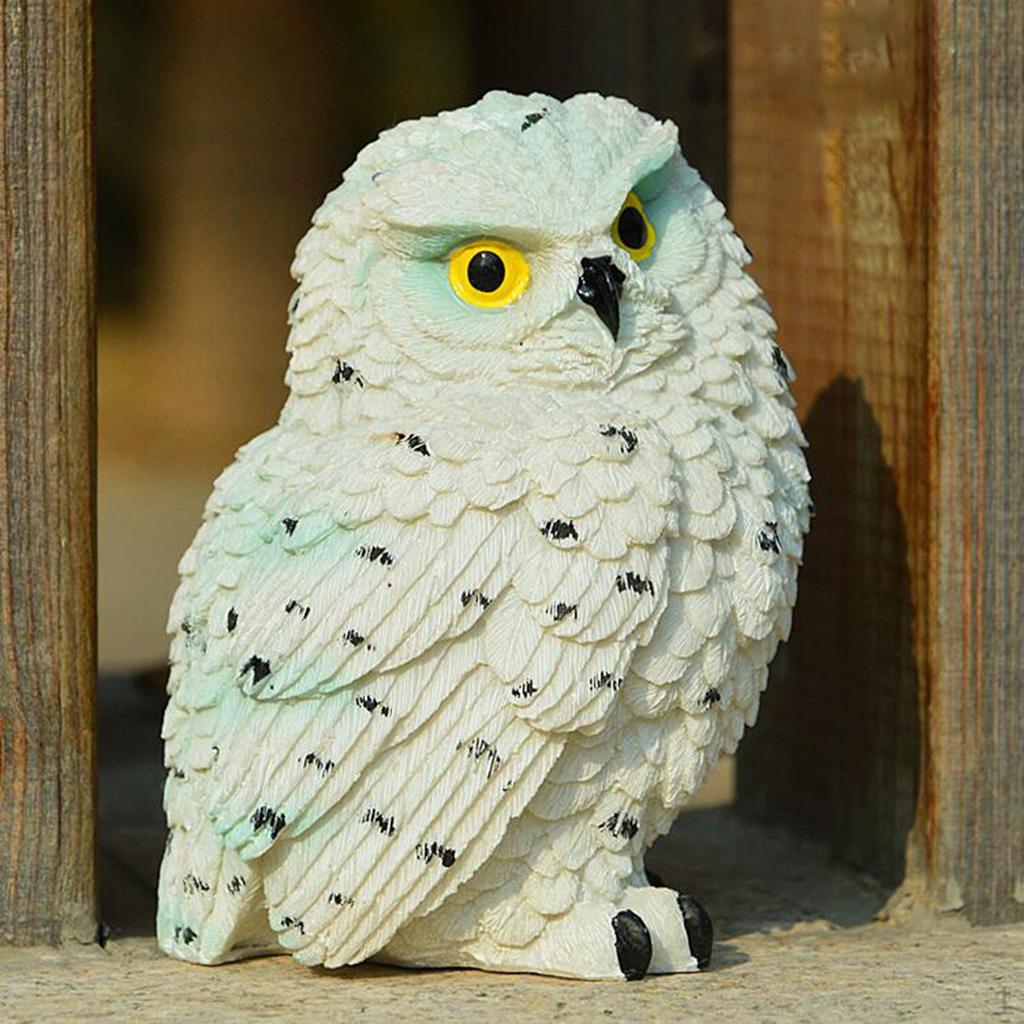 Figurines Outdoor Ornament Statue crafts White Owl 10cm