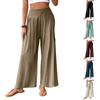 Women's Casual Wide Leg Pants with Side Zipper Relaxed Fit Elastic Waistband Lightweight Loose Trousers for Everyday Wear