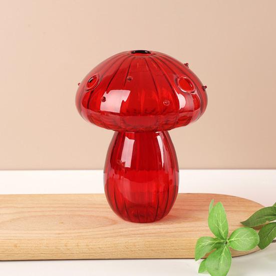 Vaso per fiori a forma di fungo, adorabile, in vetro trasparente, stazione di propagazione delle piante unica per la decorazione della casa.
