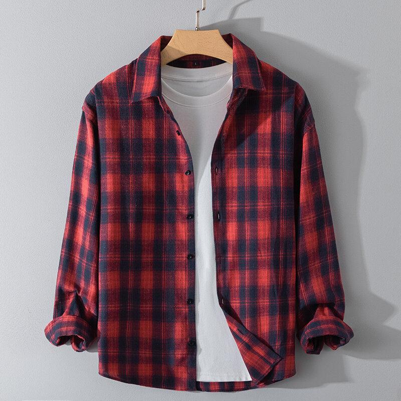 Fashion Spring and Autumn Mainly Promotes New Trendy Simple Contrasting Color Long-sleeved Plaid Neutral Shirt Jacket