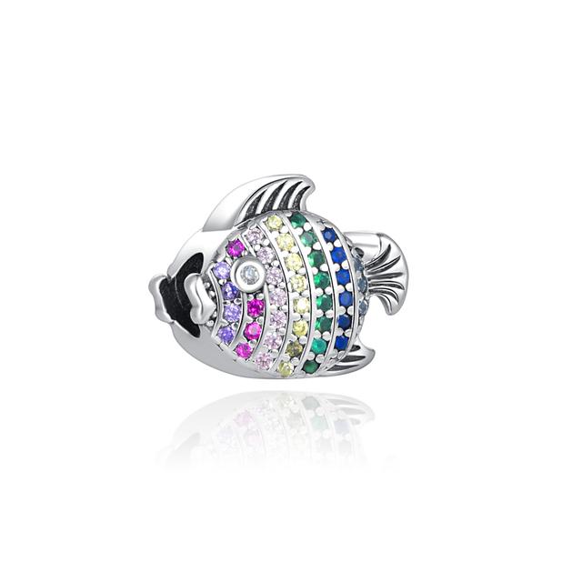 New 925 Sterling Silver Shell Bikini Steamship Fish Pendant Bead Charm Fit Original  Bracelet for Women DIY Jewelry Gift