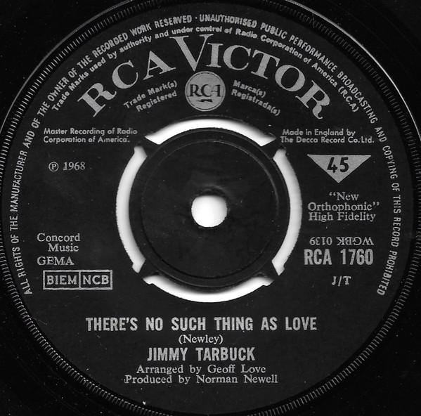 

7-дюймовая пластинка JIMMY TARBUCK Theres No Such Thing As Love RCA1760 RCA Victor 1968 UK Pop Б/у
