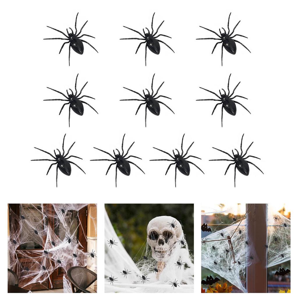 Pack Of 10 Realistic Plastic Halloween Spider Decorations Halloween Party Supplies For Home Office Party Scary Props