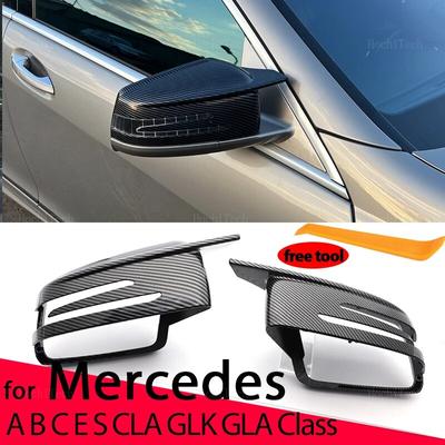 Kryt zrcátka s vzorem uhlíkových vláken Černý kryt zrcátka Překryv pro Mercedes-Benz C W204 E W212 W176 W246 CLS C218 GLA X156