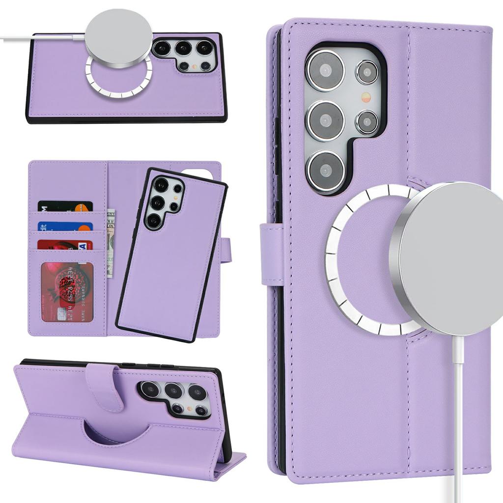 For Samsung Galaxy S24 Ultra Wallet Magnetic Case Anti-Drop Detachable PU Leather Phone Cover