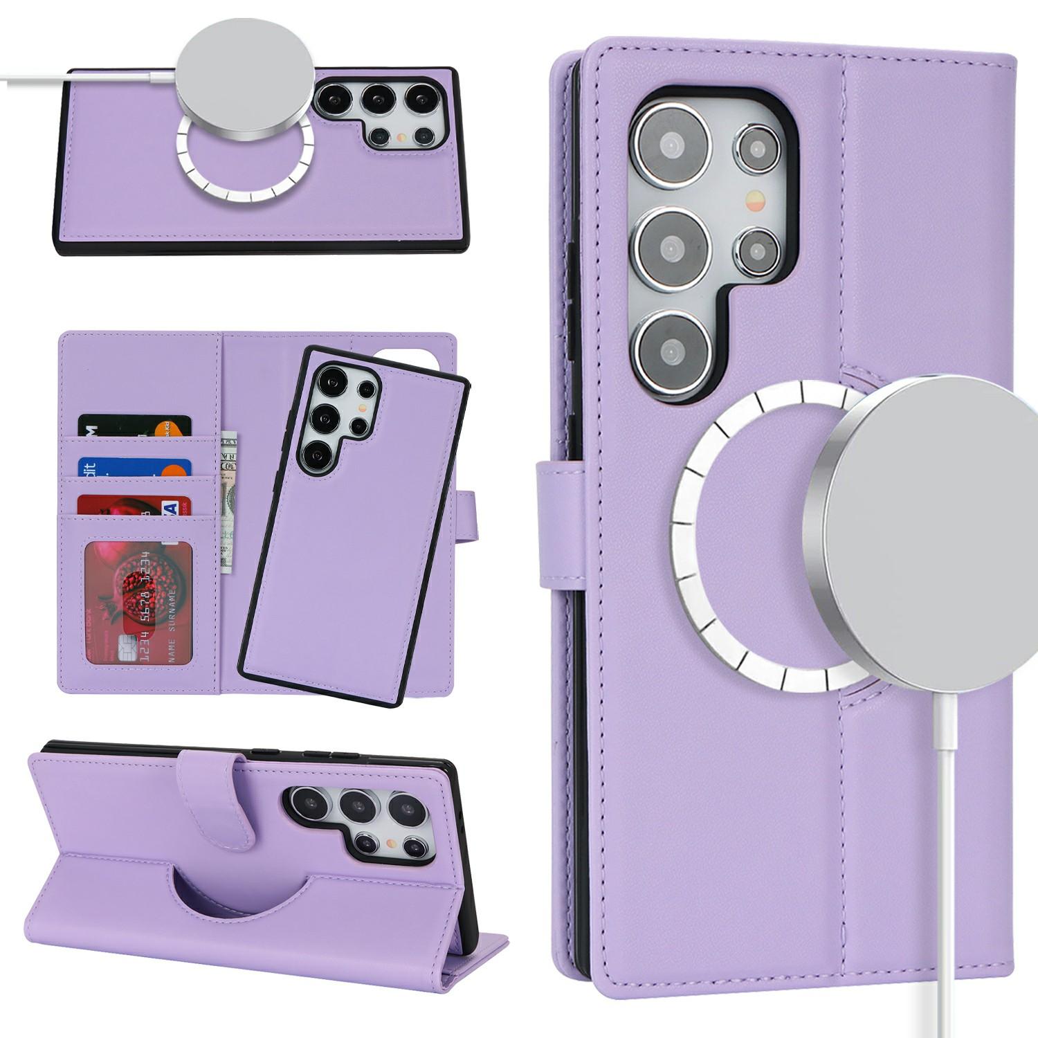 

For Samsung Galaxy S24 Ultra Wallet Magnetic Case Anti-Drop Detachable PU Leather Phone Cover F