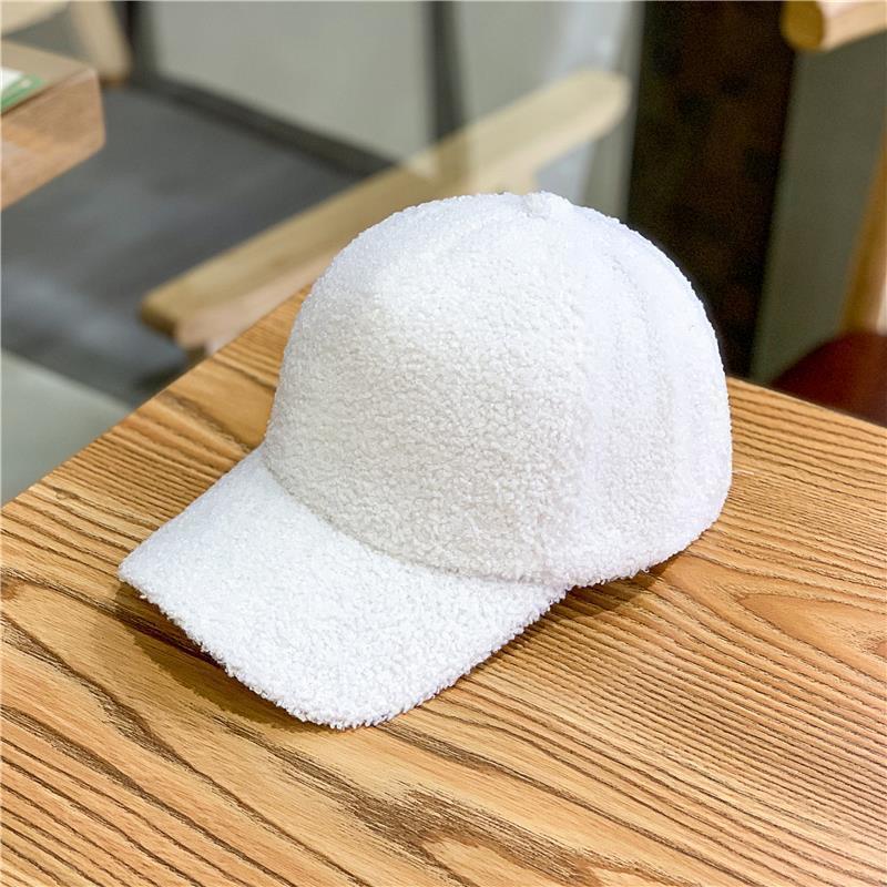 New Style Baseball Cap for Women In Autumn and Winter Woolen Korean Version Teddy Velvet Duck Hat Thickened Warm Curved Brim Fashionable