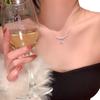 Women's Star Zirconia Necklace: Light Luxury Water Drop Pendant, Shiny Diamond Design, High-End Clavicle Chain.