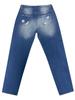 2023 Women's European and American Straight-Leg Jeans with Patch Print and Ripped Design