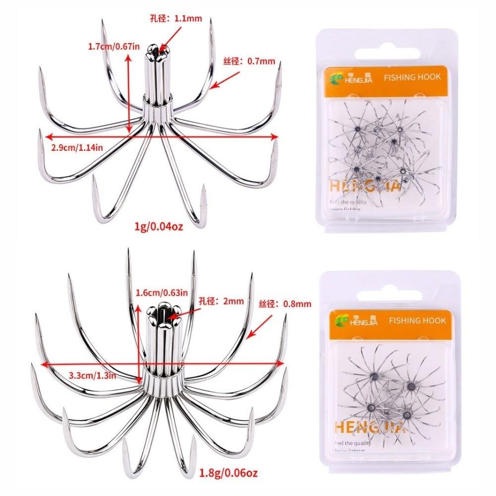 10pcs Pack Stainless Steel Squid Fishing Hooks 12 Claws Umbrella Needle Hooks  Saltwater Fishing