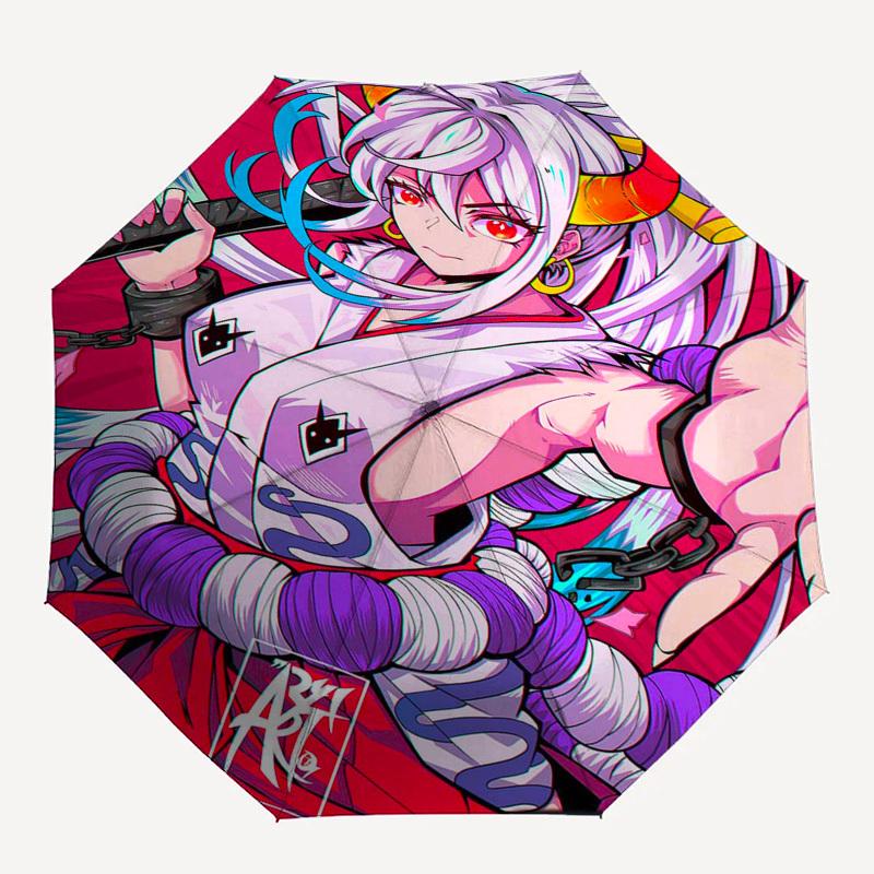 1pc Outdoor Umbrella with Anime Character Design - Automatic Opening/Closing, Portable Tri-Fold Design, 8-Rib Iron Frame - Perfect Gift for Fans,