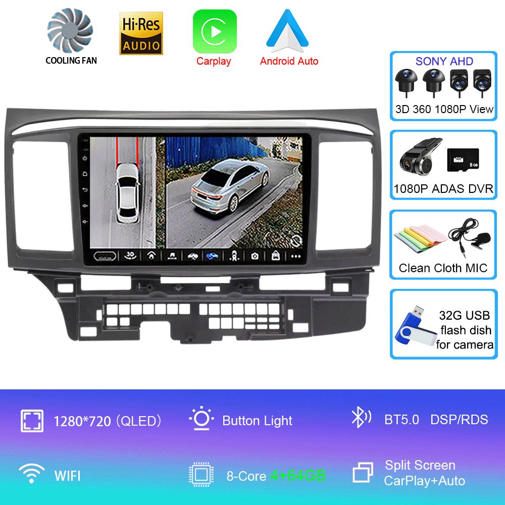 Android 14 video Player For MITSUBISHI LANCER 9 10 X 2008 - 2016 9Inch Car Radio Stereo Audio GPS Carplay Auto Screen