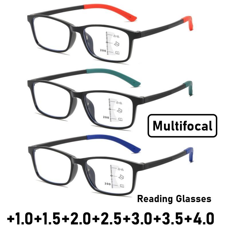 Neutral Classic Square Frame Multifocal Reading Glasses Ultralight Sports Anti-Slip Anti-Blue Light Presbyopia Glasses
