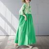 DIMANAF 2025 Women Plus Size Summer Dress Casual Vintage Pleated Dress Loose Long Printing Maxi Basic