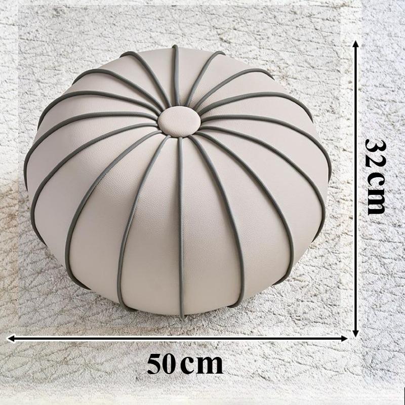 Leather Sofa Footrest Round Mobile Foot Stools Miniature Modern Shoe Changing Stool for Living Rooms Aesthetic Room Furniture
