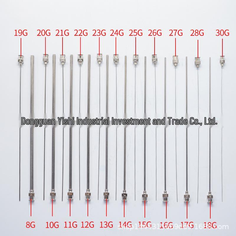 Stainless Steel Dispensing Valve Syringe Needle, 110mm Long, 100mm Tube, Pointed Tip