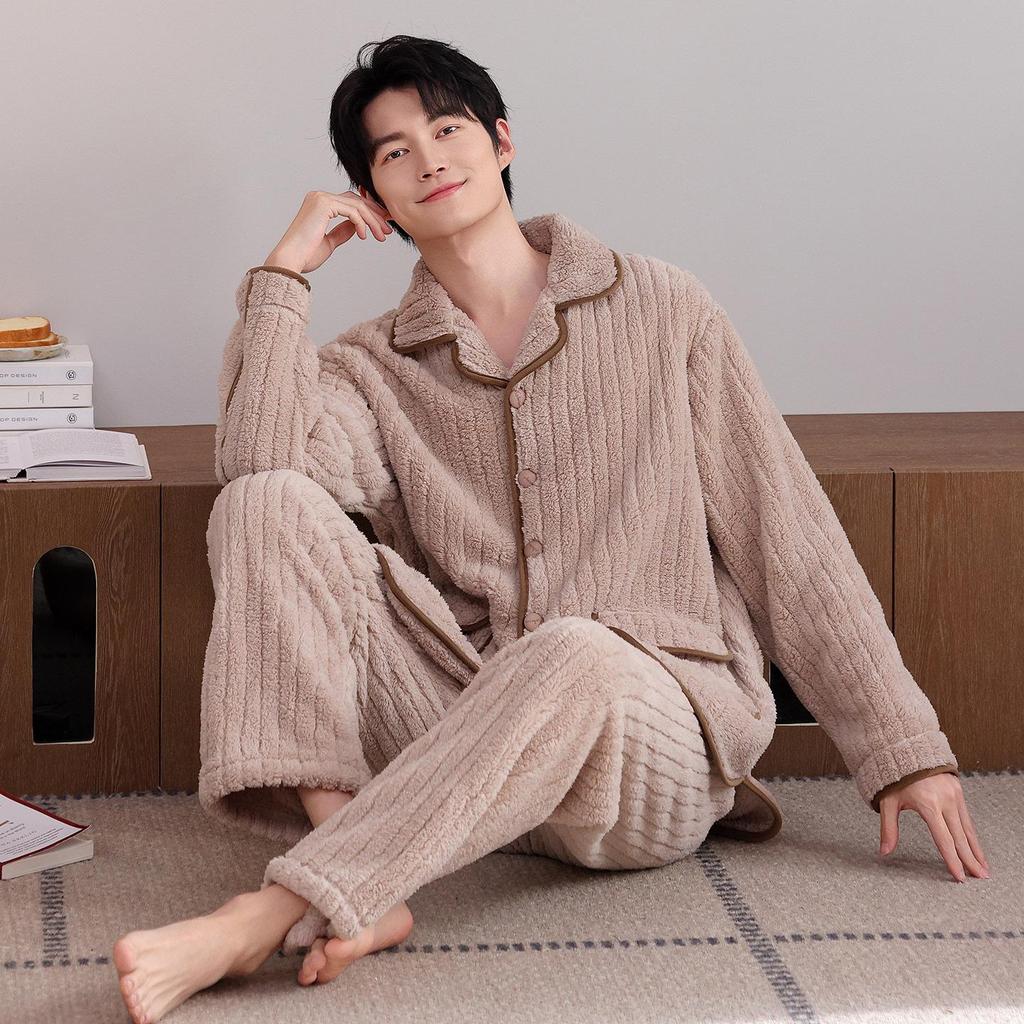 Cozy Winter Fleece Pajama Set for Couples - Thick Velvet Homewear for Women and Men