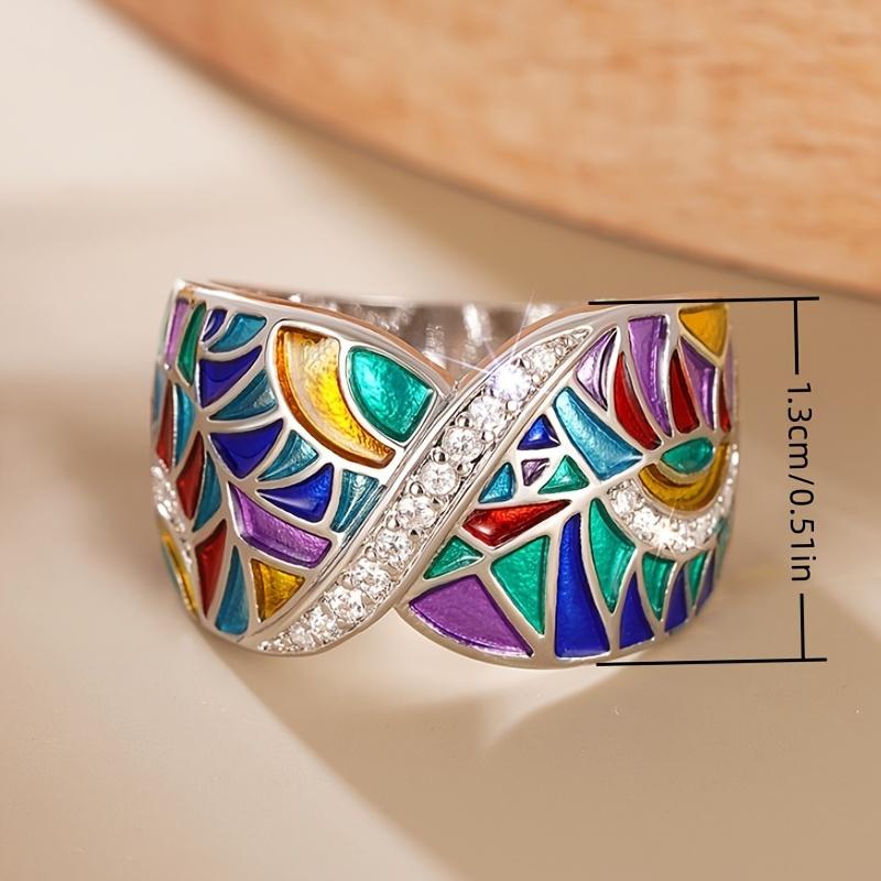 1pc Bohemian Style Synthetic Zirconia Ring for Women - Vibrant August-Birthstone Design, White Golden Plated, Perfect for Summer, Daily Wear & Parties