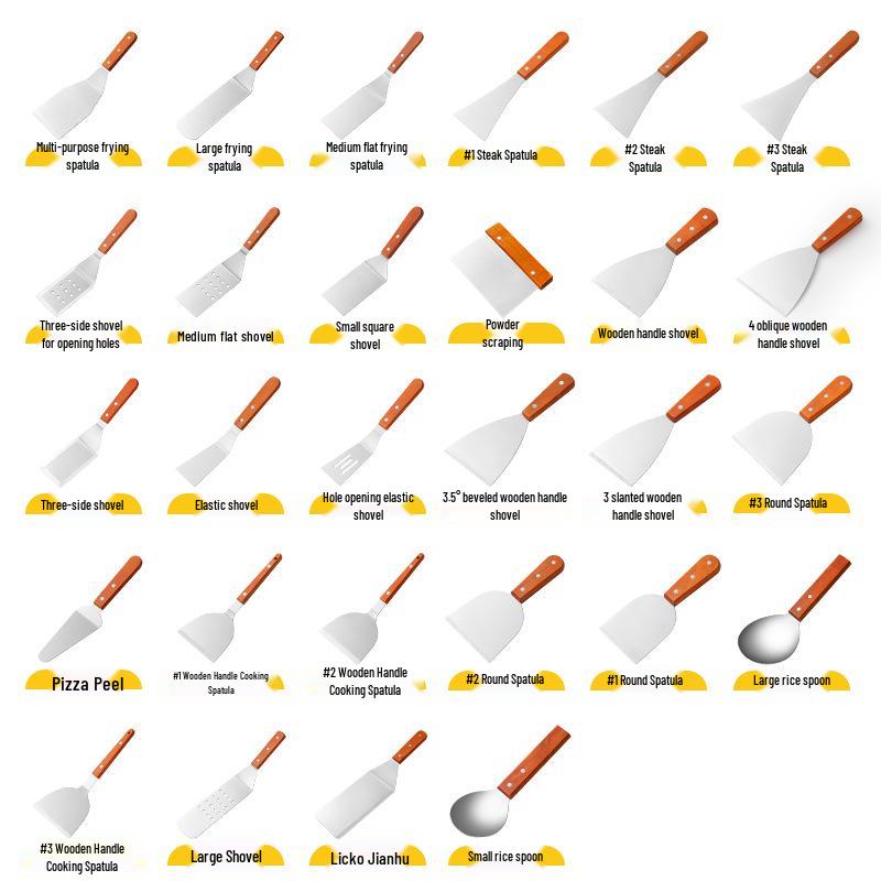 Stainless Steel Spatula Set: Kitchen, Hamburger, Frying, Teppanyaki, and Barbecue Tools