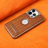 High Quality Leather Holder Electroplate Phone Case for IPhone 11 12 13 Pro Max 14 15 16 Plus Bracket Magnetic Protection Cover