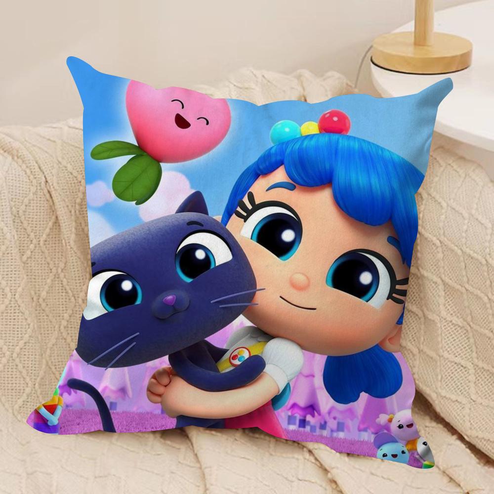True R-Rainbow Kingdom Cushion Cover Silky Short Plush Double-Sided Printed Pillow Case for Sofa All Seasons Home Decor Gift