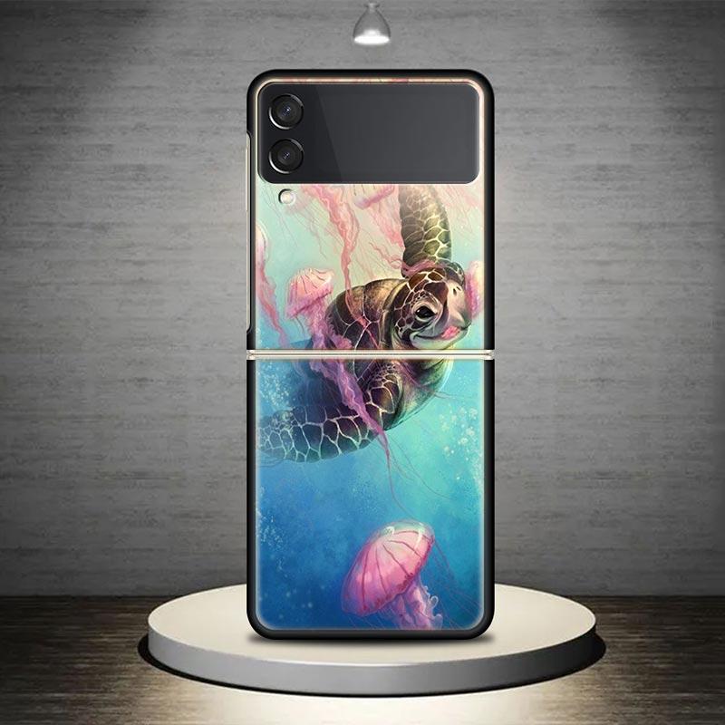 Sea Turtle Aqua Phone Case Cover for Samsung Galaxy Z Flip7 Flip6 Flip 7 6 5 4 3 Flip3 Flip4 Flip5 5G Shockproof Fundas Galaxy Z