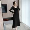 Pink Ruffle Leaf Edge Strap Dress for Women's Autumn and Winter New Pure Desire Style Spice Girl Waist and Thin Dress