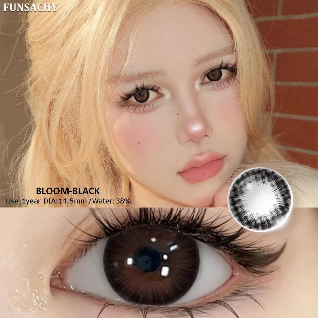 FUNSACHY2pcs Braune Farbige Kontaktlinsen mit Myopie 0~-8,00 Grad Jährliche Schönheit Kosmetische Make-Up Pupillen 14,5mm Blaue Augenlinse