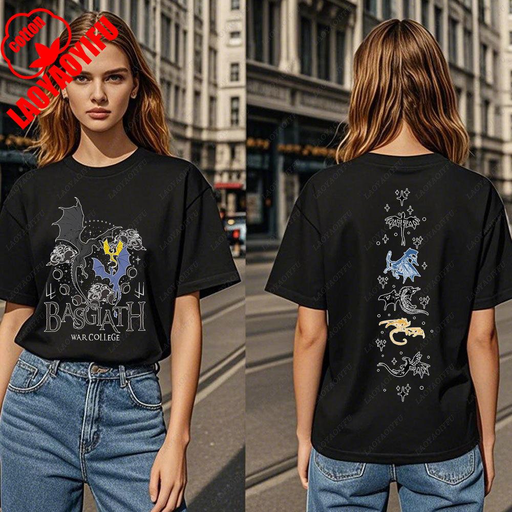 Fourth Wing DoubleSided TShirt Basgiath War College TShirt Women Tshirts High Quality Cotton Short Sleeve Graphic Vintage Tee