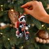 Motorcycle Cat Acrylic Hanging Decoration Home Indoor Christmas Tree Car Rearview Mirror 2D Flat Riding Kitten Hanging Ornament Cartoon Animal Pendant