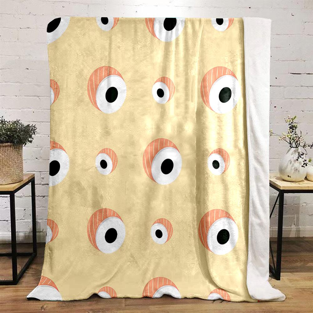 Playful Cartoon Eyes Pattern Patterned Flannel Blanket Perfect for the Bedroom Living Room, Sofa, or a Little Nap