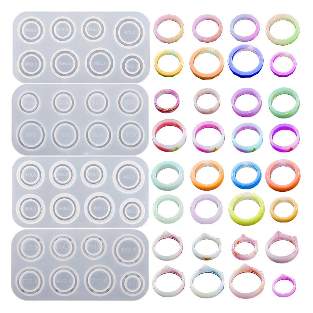 Resin Ring Molds Silicone Ring Molds Assorted Sizes Ring Casting Mold Cat Ears/Circle Jewelry Molds for Pendant Earrings