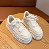 Weiche Leder-Plateau-Schuhe weiß Damen 2025 Herbst neu vielseitige Plateau-Erhöhung Damen-Schuhe lässige Sportschuhe rutschfest