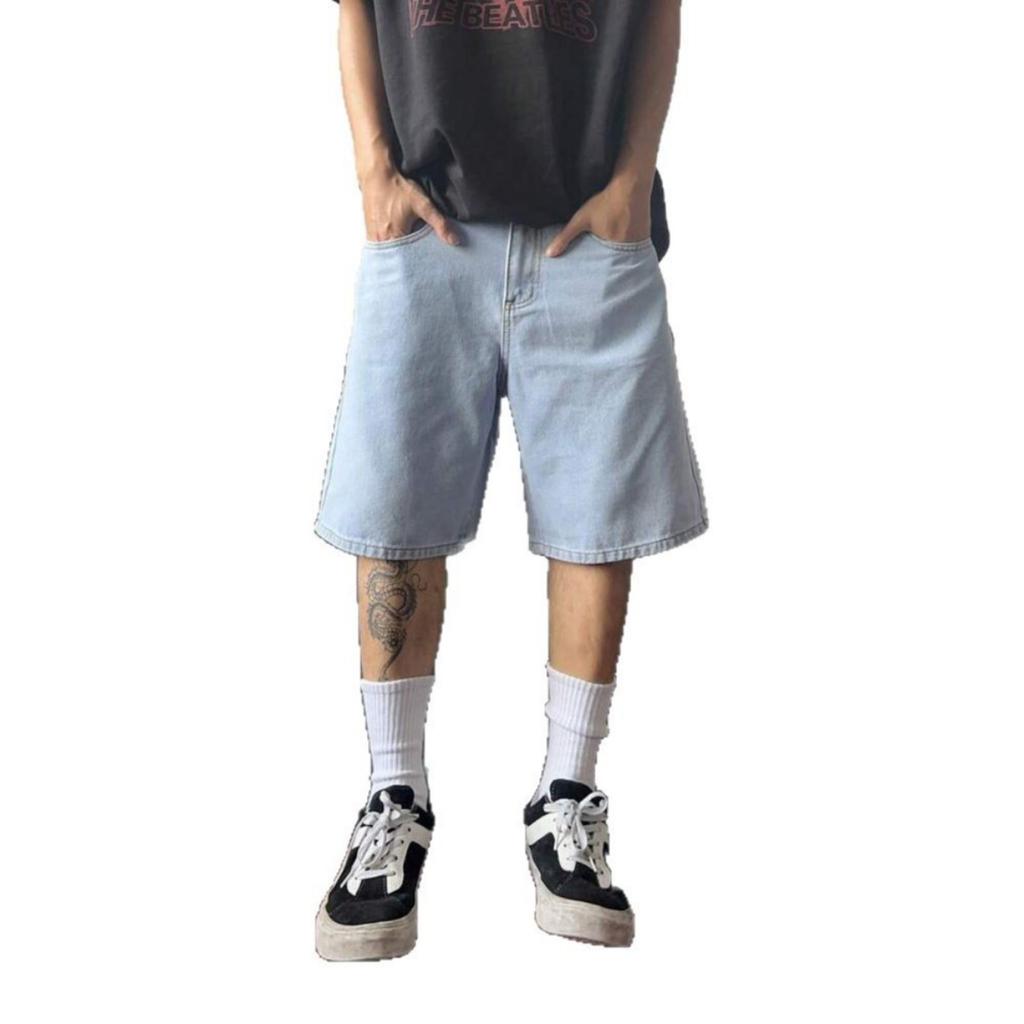 Summer Trend Niche Retro Denim Shorts Men's Loose Casual Trendy Brand Five Quarter Pants