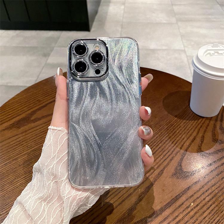 Flashing Feather Yarn Shell Suitable for Iphone16 Mobile Phone Case Apple 15 Protective Case 14 Lens Film 13pro Hard Shell 12