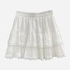 2025 Summer Women's High-Waist Slimming A-Line Mini Skirt: White Lace Layered Ballet Style